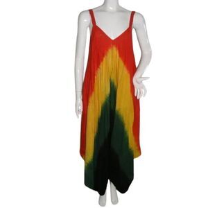Vintage Rasta Jumpsuit, OS, Baggy, Wide Leg, Red-orange, Yellow, Green, Black
